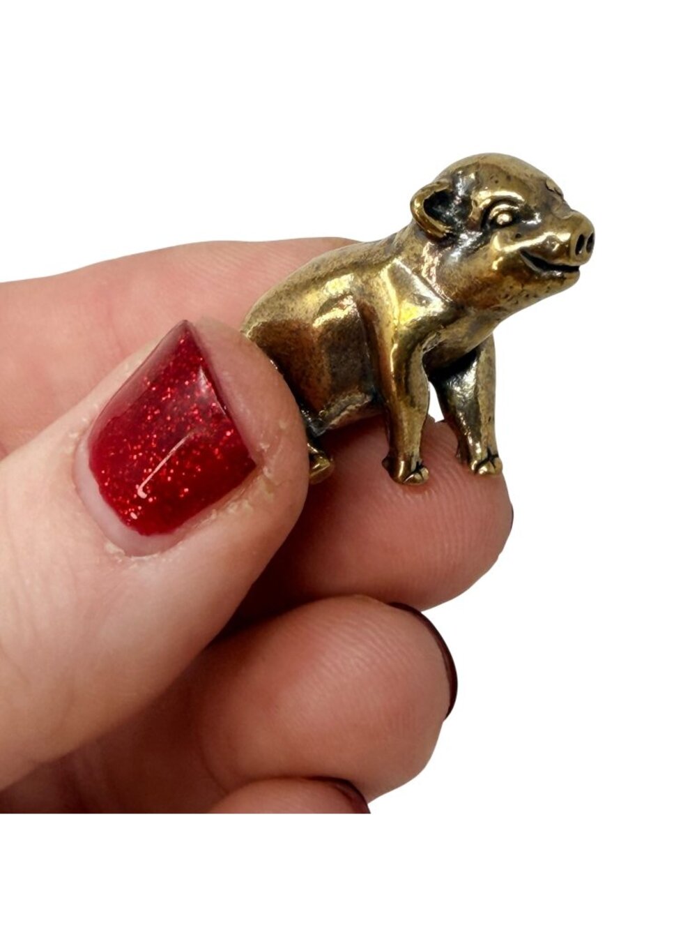Brass Pig Spirit Animal Figurine Wealth Luck Prosperity Altar Totem